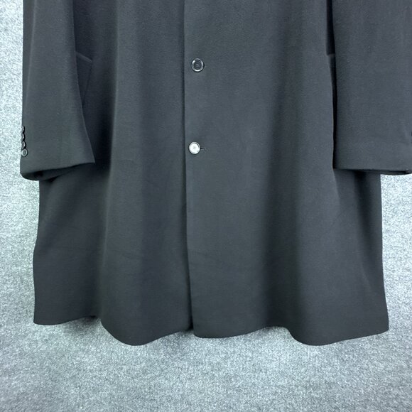 Calvin Klein Overcoat Mens 58R Black Wool Cashmere Blend Classic 3 Button - Picture 3 of 16